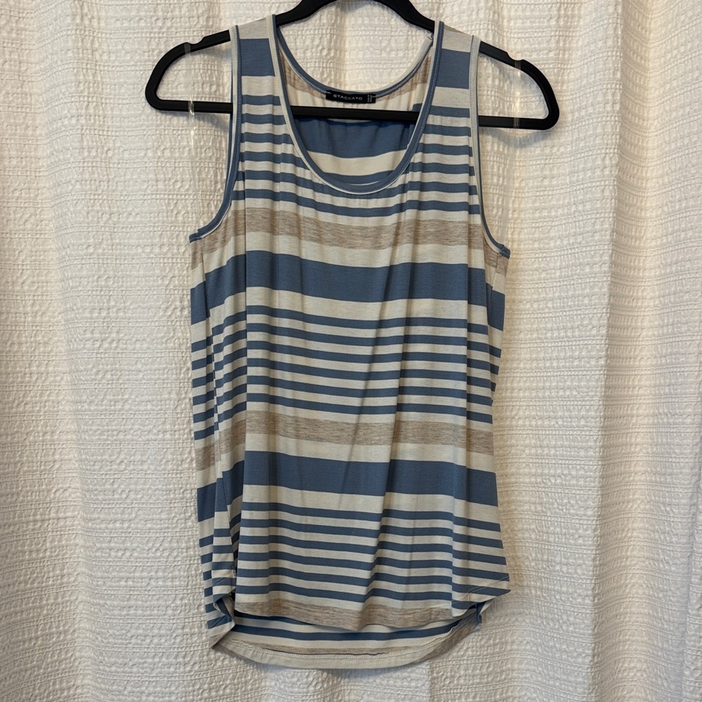 Staccato Blue and Tan Striped Tank Top